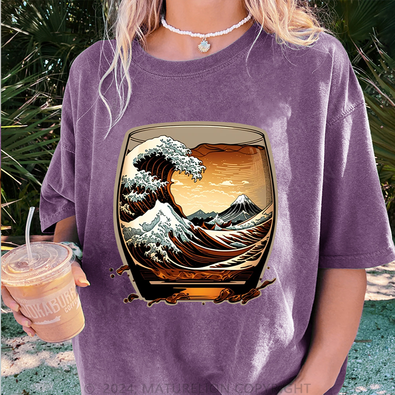 Maturelion Japanisch Damen Gewaschene Vintage T-Shirt