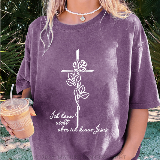 Maturelion Ich kann nicht aber ich kenne Jesus Damen Gewaschene Vintage T-Shirt