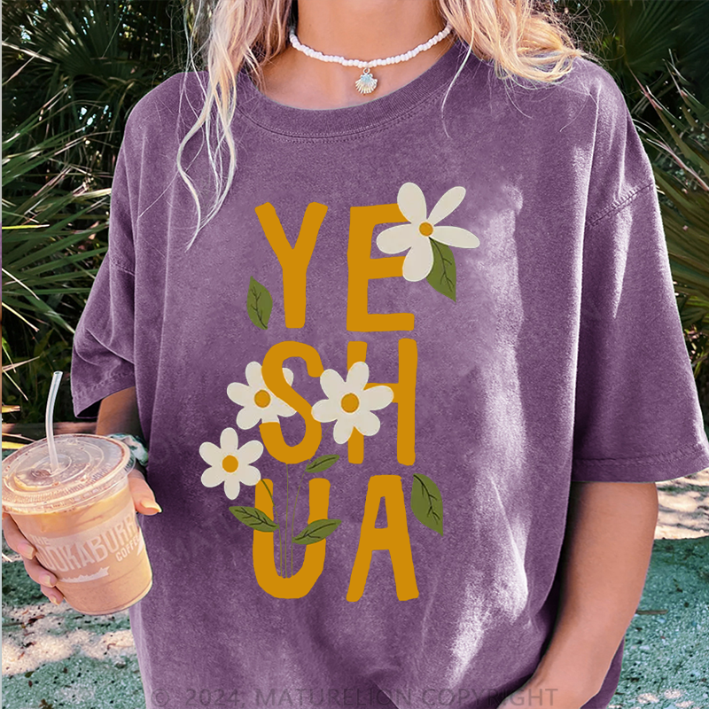 Maturelion Yeshua Damen Gewaschene Vintage T-Shirt