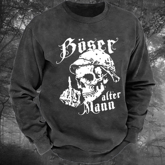 Böser Alter Mann Gewaschenes Sweatshirt