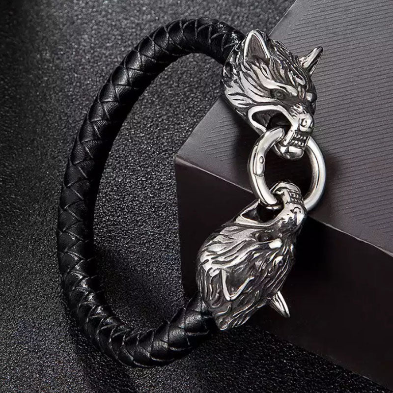 Edelstahl Wolfskopf Wolf Titanstahl Armband