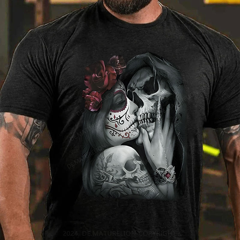 Skeleton Blumen Liebe Weihnachten T-Shirt