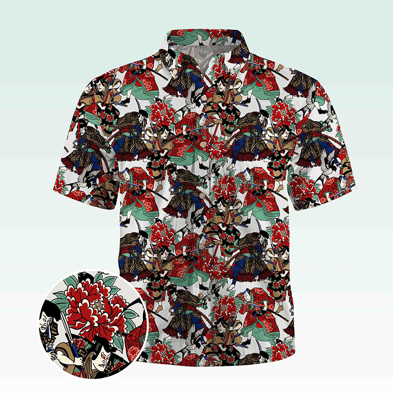 Maturelion Hawaiian Shirt Koi Fische und Wellen Hawaiian Shirt