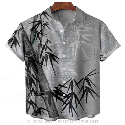 Grauer Bambus Hawaiian Shirt