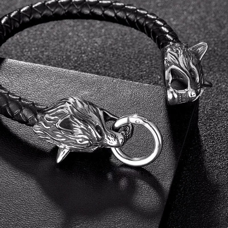 Edelstahl Wolfskopf Wolf Titanstahl Armband