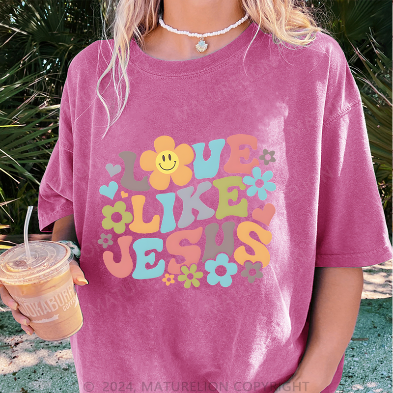 Maturelion Liebe Wie Jesus Damen Gewaschene Vintage T-Shirt