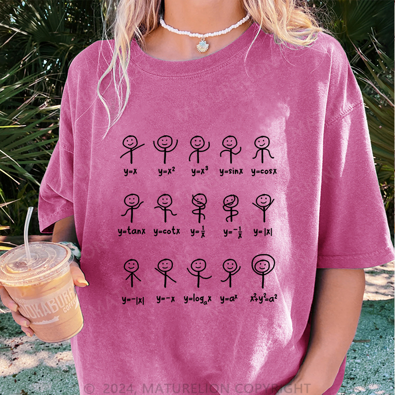 Maturelion Mathe Damen Gewaschene Vintage T-Shirt