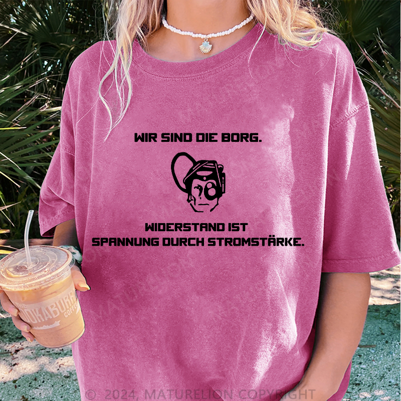 Maturelion Wir sind die Borg Damen Gewaschene Vintage T-Shirt
