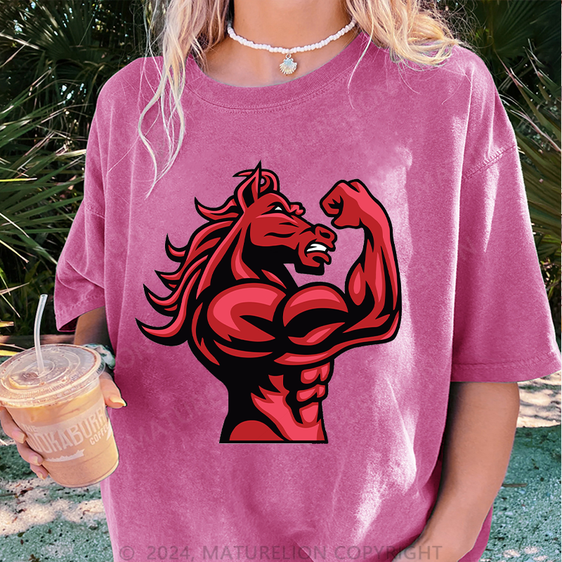 Maturelion Gym Damen Gewaschene Vintage T-Shirt