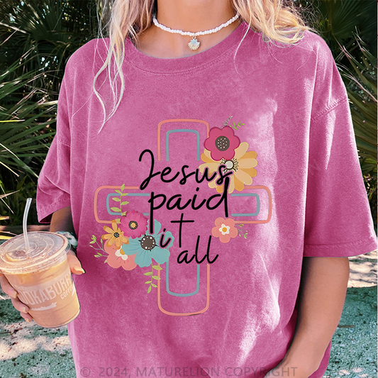 Maturelion Jesus Damen Gewaschene Vintage T-Shirt