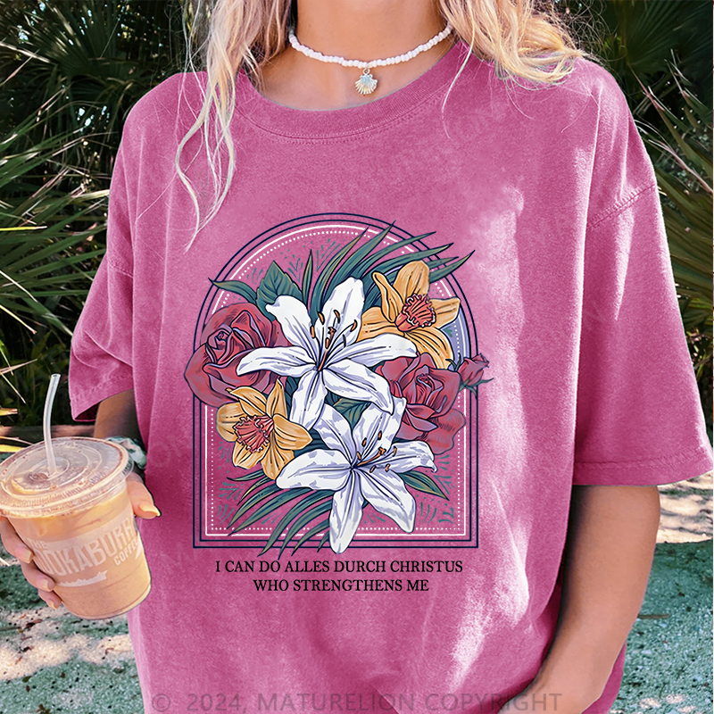 Maturelion Alles Durch Christus Damen Gewaschene Vintage T-Shirt