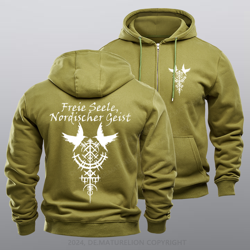 Maturelion Freie Seele Reißverschluss Hoodie