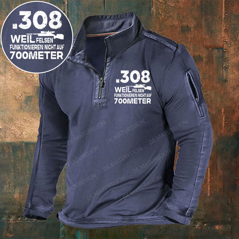 .308 Weil Felsen Funktionieren Nicht Auf 700 Meter Stehkragen Reißverschluss Polo Shirt