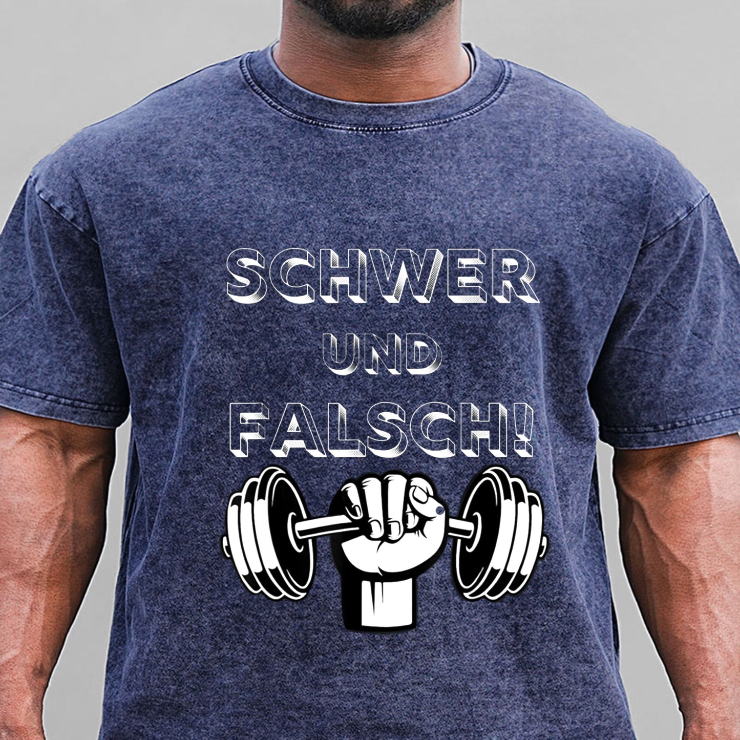 Schwer und Falsch Bodybuilding Gym Fitness Gewaschene Vintage T-Shirt