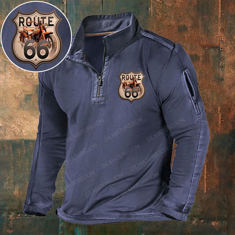 Route 66 Stehkragen Reißverschluss Polo Shirt