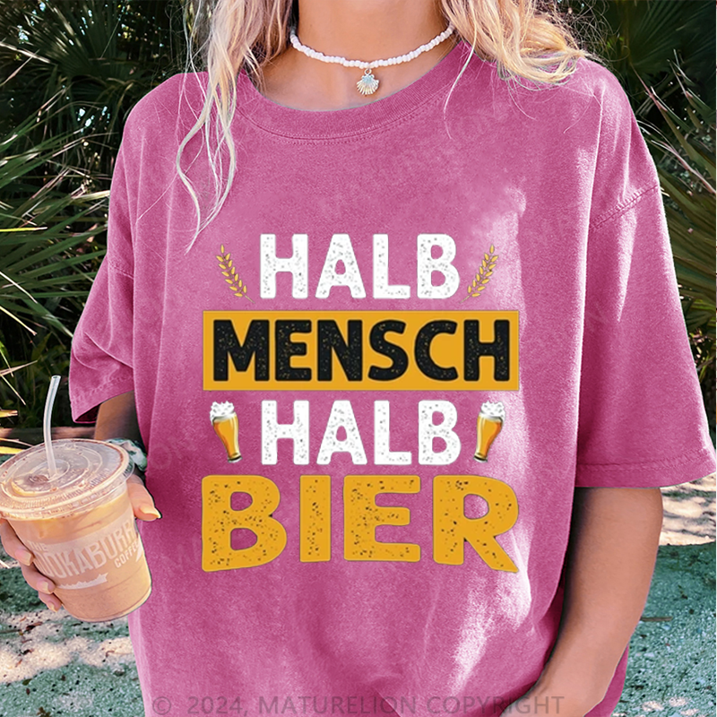 Maturelion Halb Mensch Halb Bier Damen Gewaschene Vintage T-Shirt