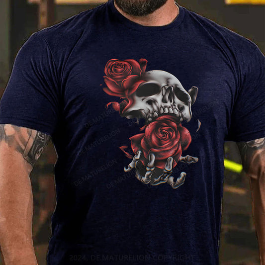 Skeleton Blumen Weihnachten T-Shirt