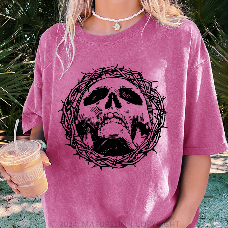 Maturelion Christus Damen Gewaschene Vintage T-Shirt