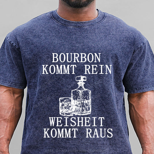 Bourbon kommt rein Weisheit kommt raus Gewaschene Vintage T-Shirt