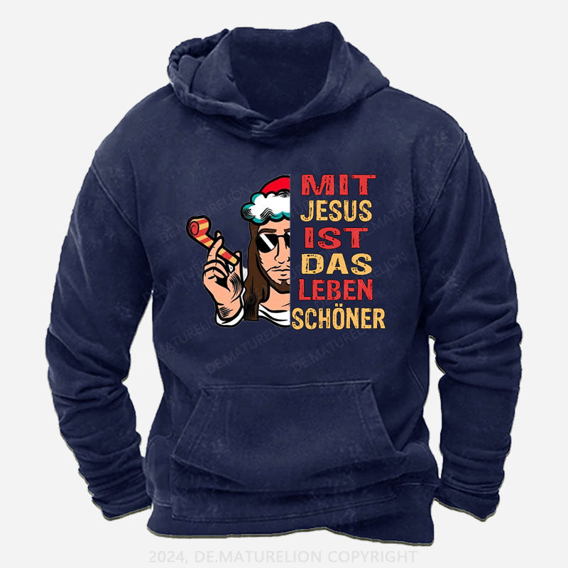 Mit Jesus Ist Das Leben Schöner Weihnachten Hoodie