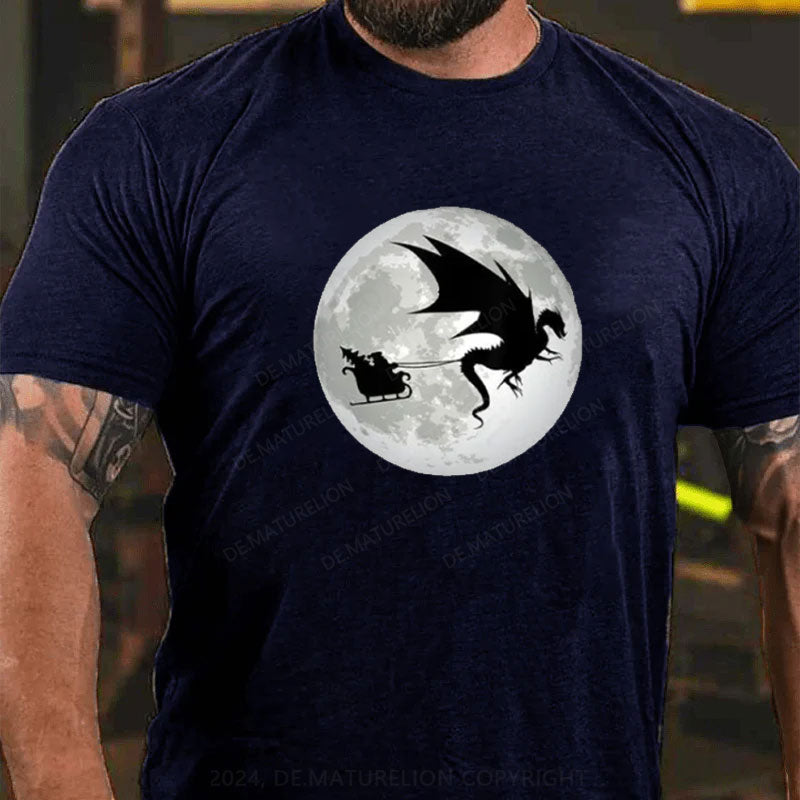 Weihnachten Weihnachtsmann Mond Schatten T-Shirt