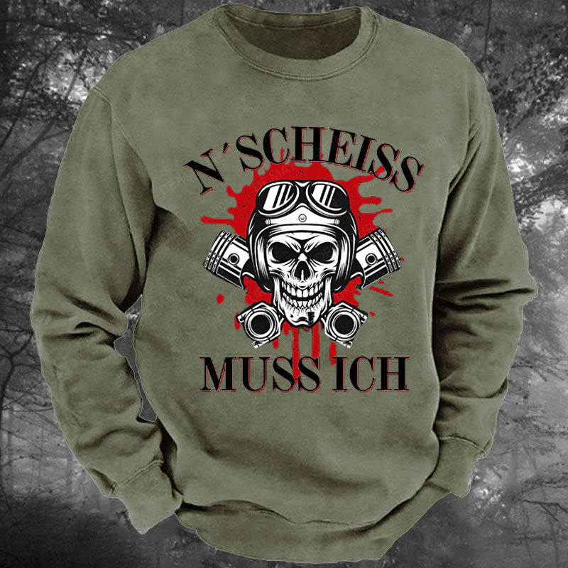 N´Scheiß muss ich Gewaschenes Sweatshirt