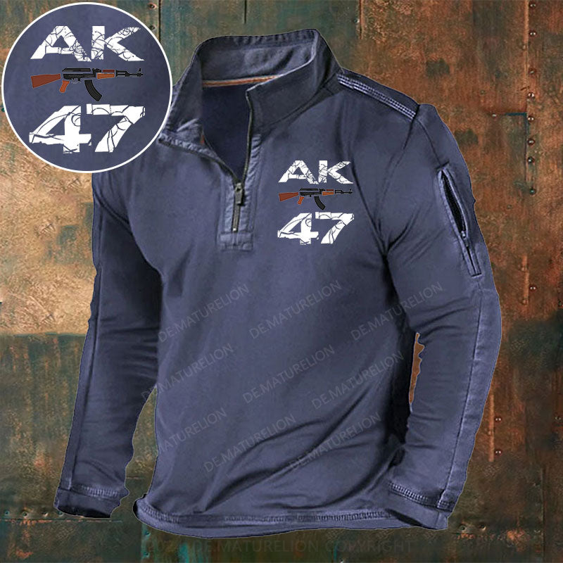 AK 47 Stehkragen Reißverschluss Polo Shirt
