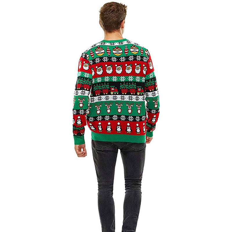 Frohe Weihnachten Weihnachtsmann Schneeflocke Mit Aufdruck Weihnachtspullover Pulli