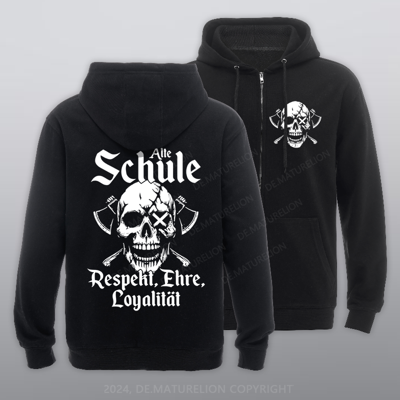 Maturelion Alte Schule Reißverschluss Hoodie