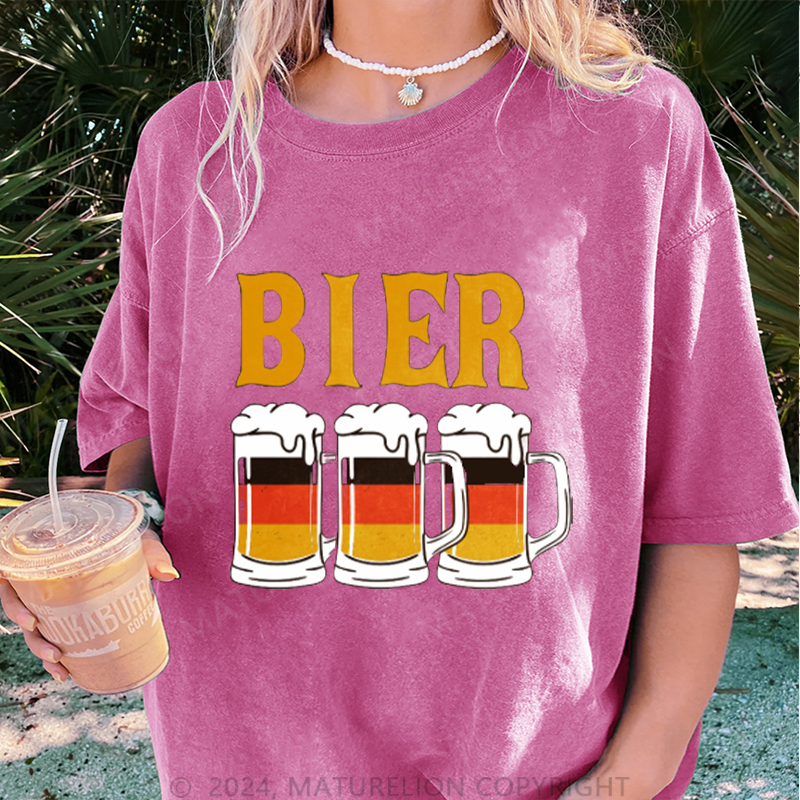 Maturelion Bier Damen Gewaschene Vintage T-Shirt