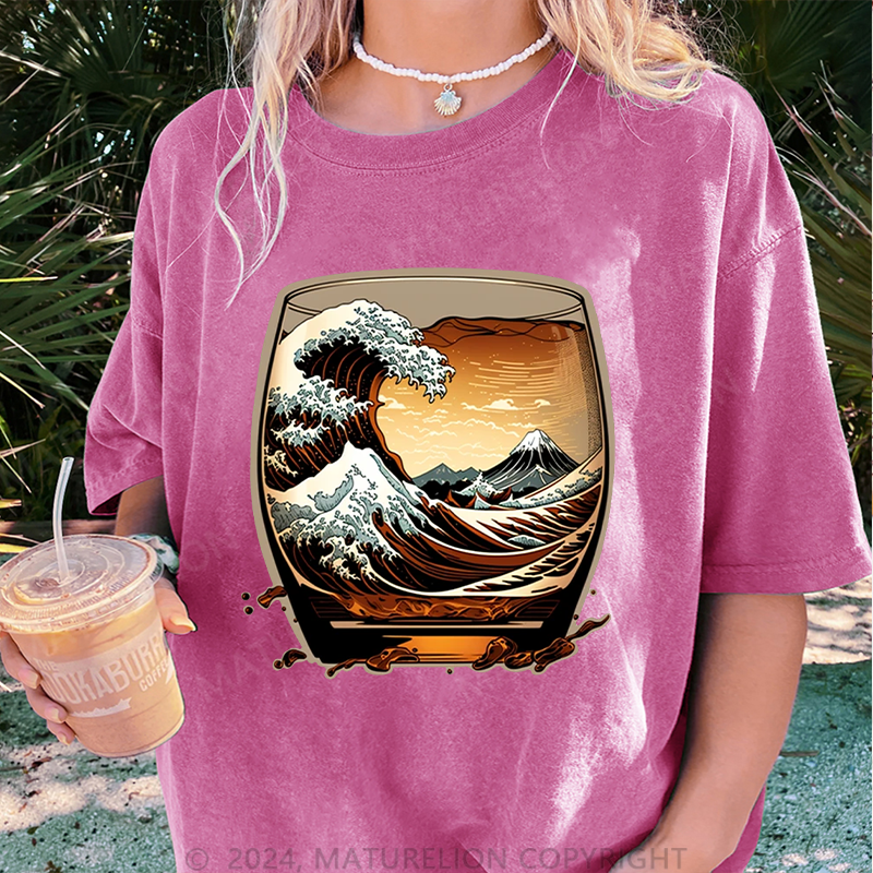 Maturelion Japanisch Damen Gewaschene Vintage T-Shirt