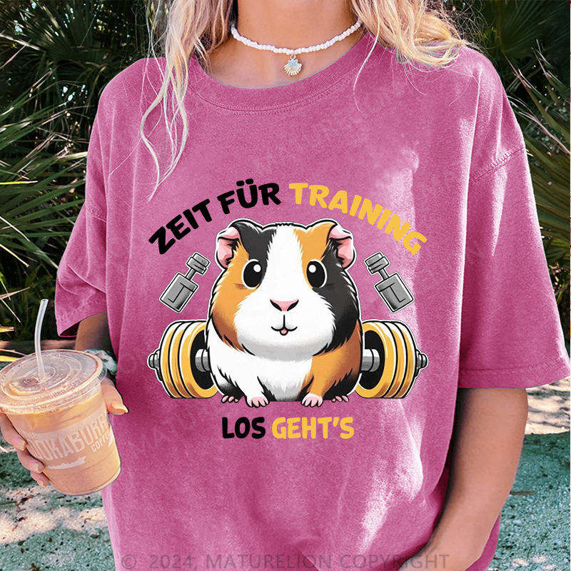 Maturelion Zeit für Training Damen Gewaschene Vintage T-Shirt