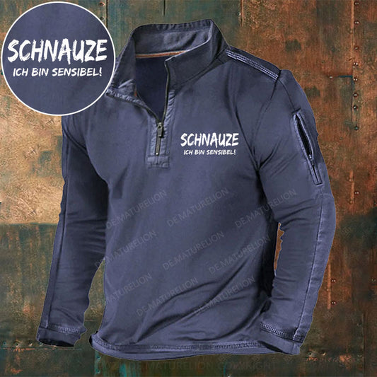 Schnauze Ich Bin Sensibel! Stehkragen Reißverschluss Polo Shirt