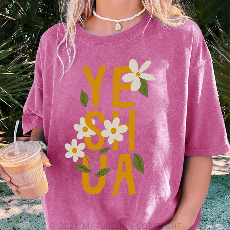 Maturelion Yeshua Damen Gewaschene Vintage T-Shirt