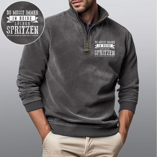 Maturelion Du musst immer in beide Löcher spritzen Stehkragen Poloshirt