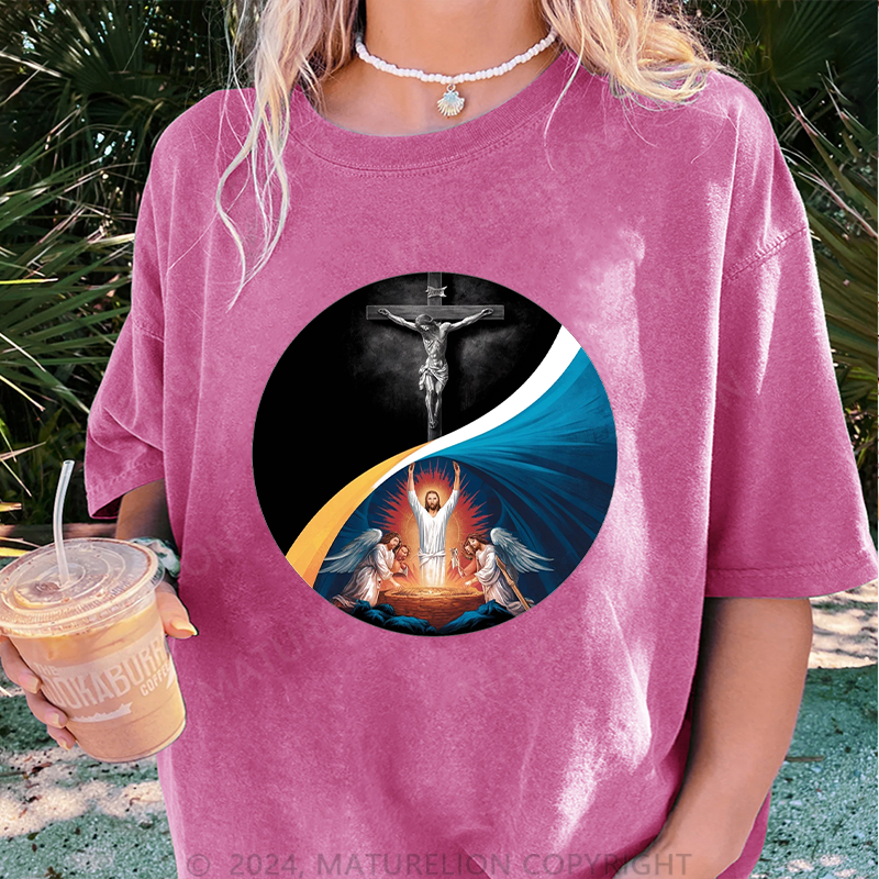 Maturelion Christus Damen Gewaschene Vintage T-Shirt