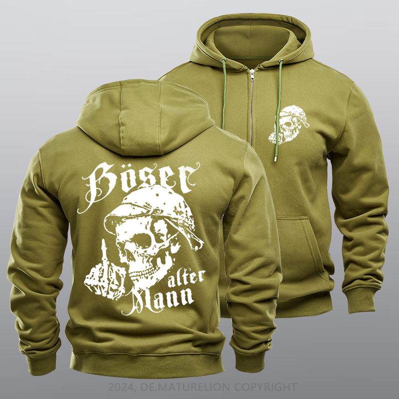 Maturelion Böser Alter Mann Reißverschluss Hoodie