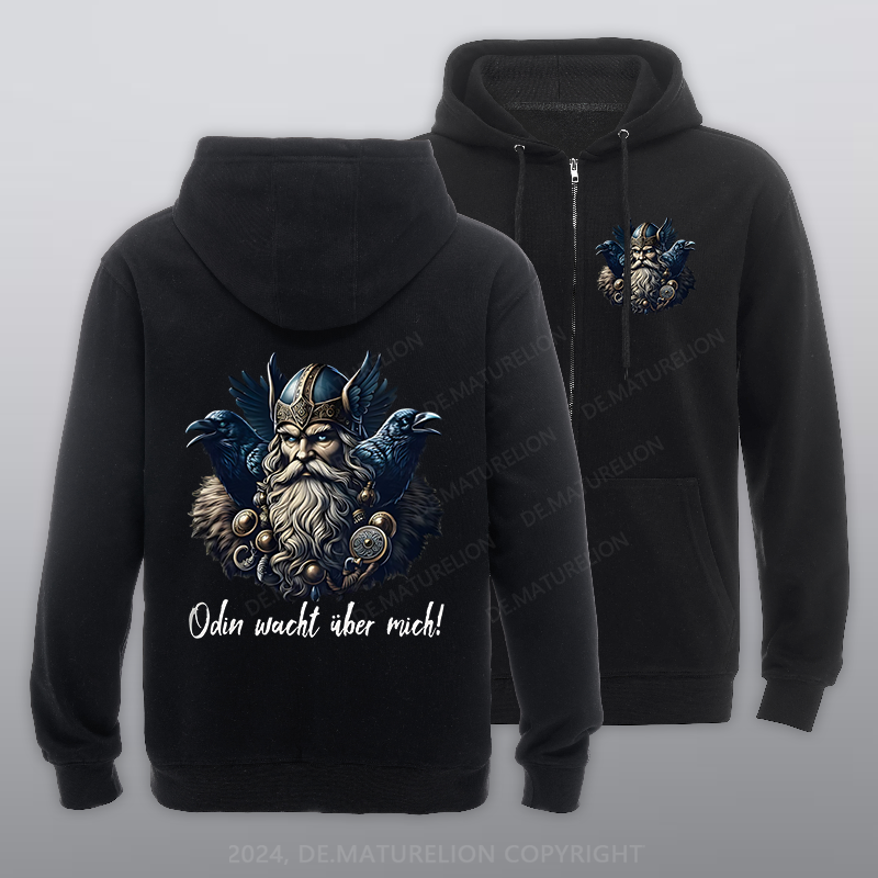 Maturelion Odin wacht über mich Reißverschluss Hoodie