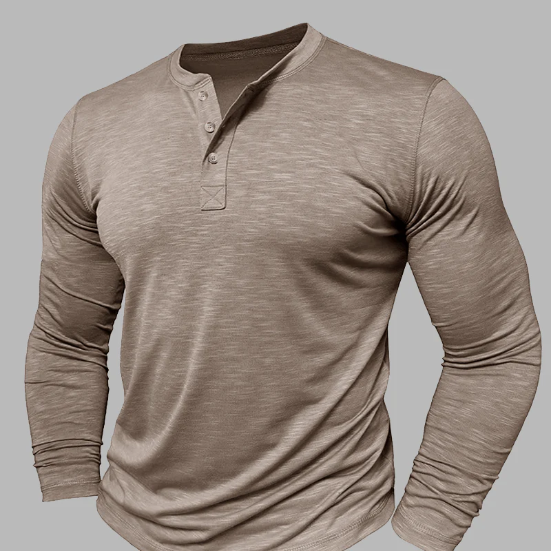 Klassisches langärmliges im Essential Stil Henley Shirt