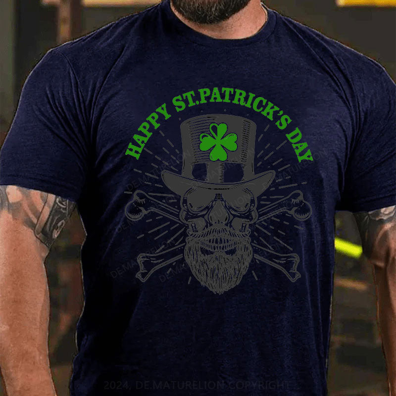 St. Patricks Tag Kleeblatt Skeleton T-Shirt