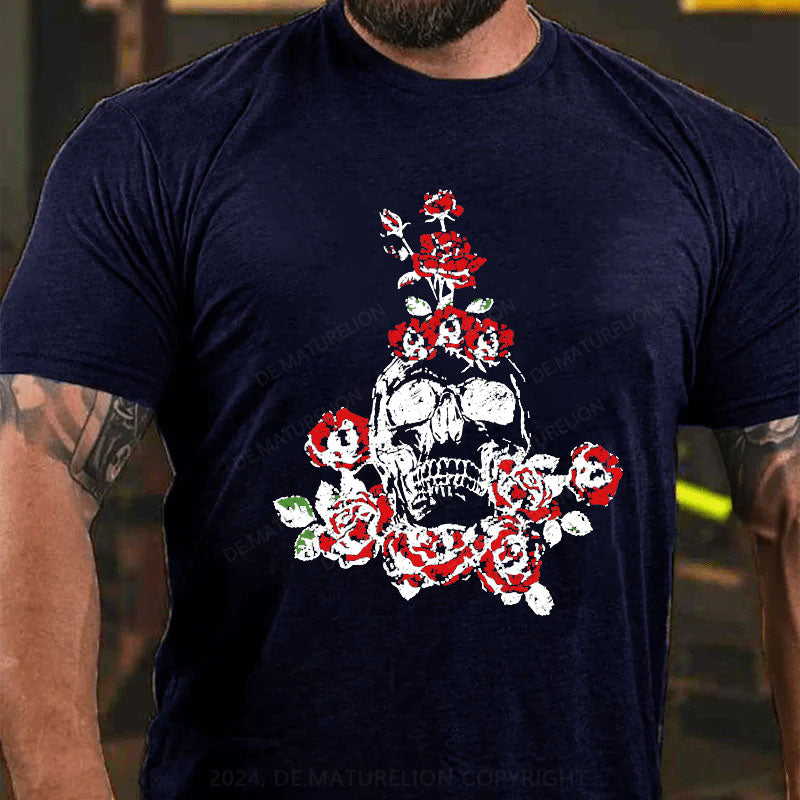 Skeleton Blumen Weihnachten T-Shirt