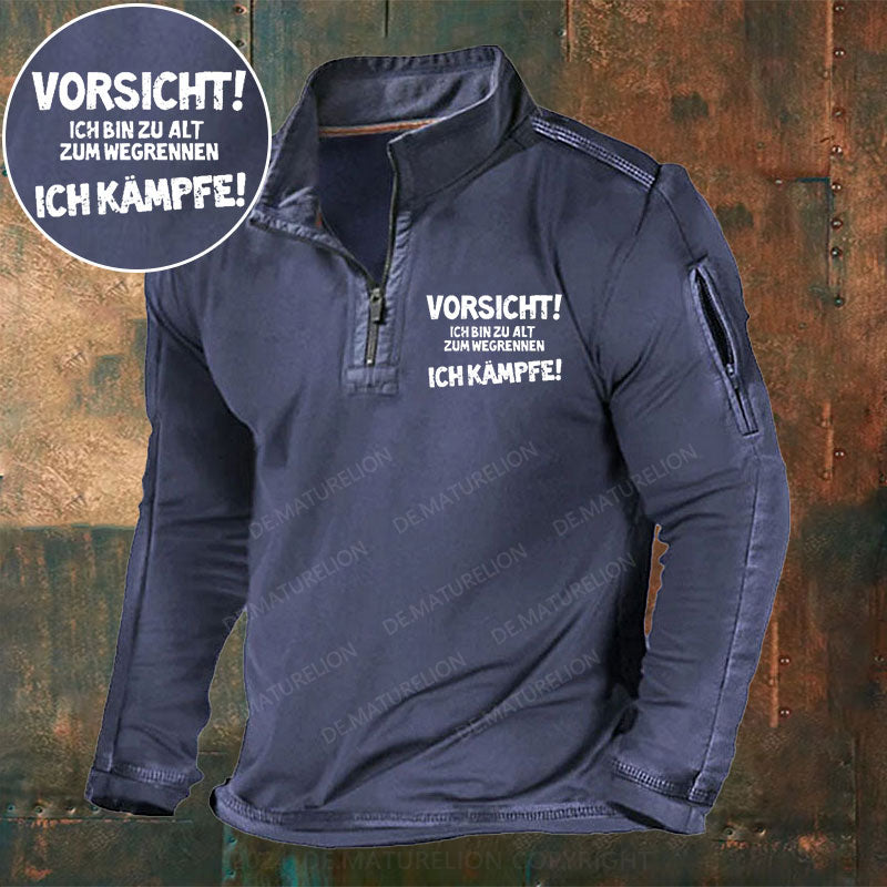 Vorsicht Kann Ich Auch Bringt Aber Nix Stehkragen Reißverschluss Polo Shirt