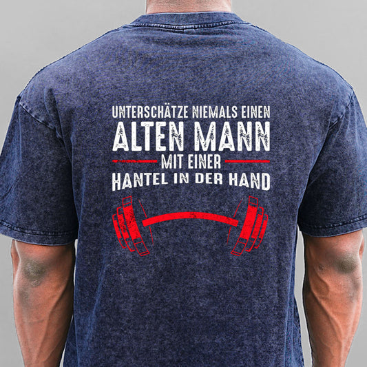 Fitness Retro Männer Gewaschene Vintage T-Shirt