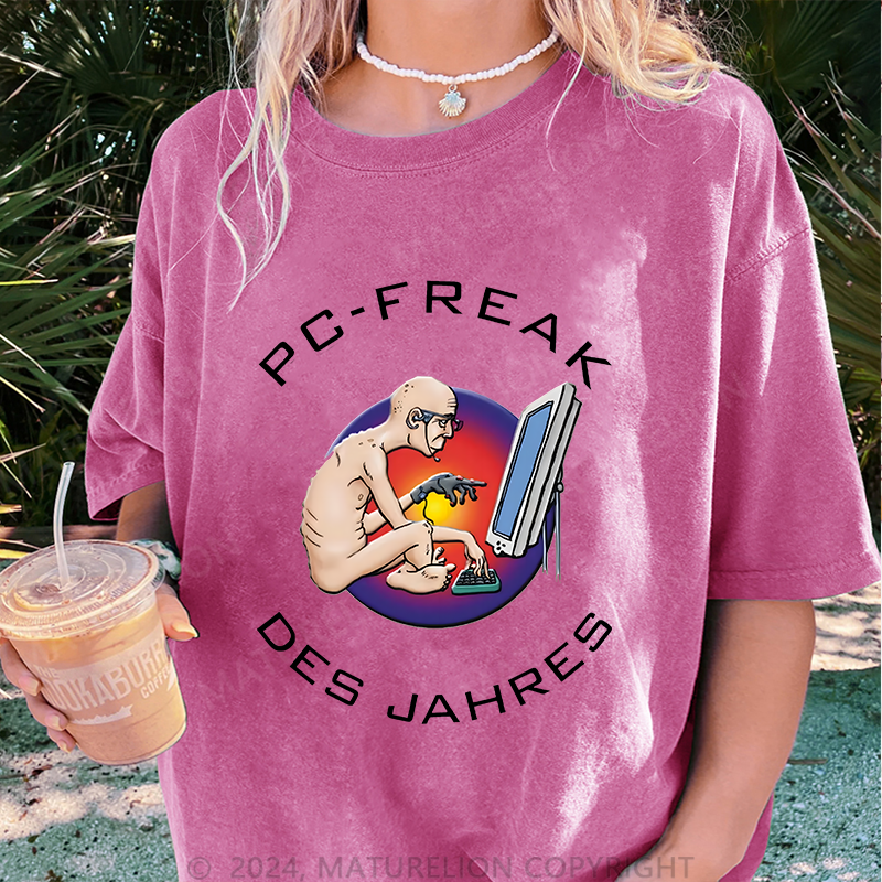 Maturelion PC-FREAK Damen Gewaschene Vintage T-Shirt