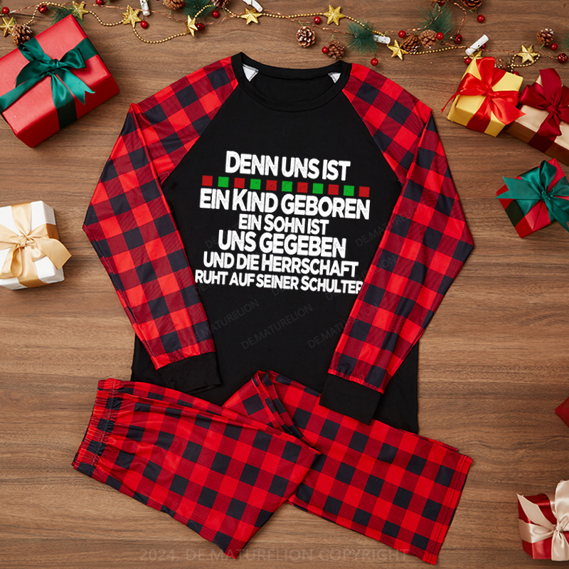 Maturelion Denn uns ist ein Kind geboren, ein Sohn ist uns gegeben, und die Herrschaft ruht auf seiner Schulter Weihnachten Familien Pyjama