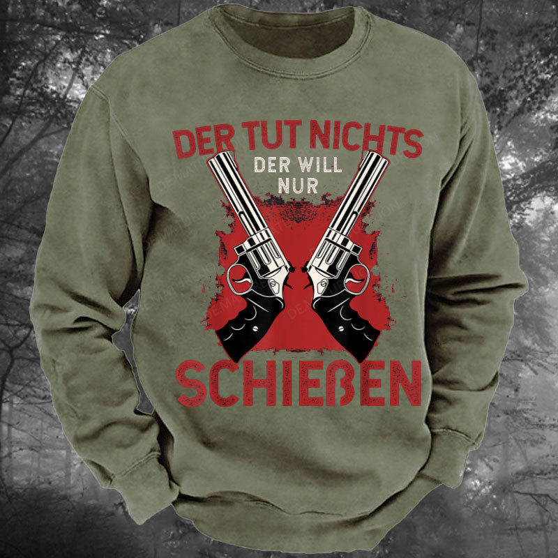 Schützenfest Schießen Schießsport Waffe Sportschütze Gewaschenes Sweatshirt