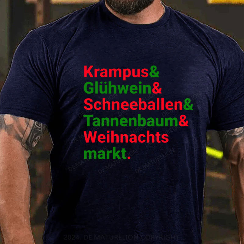 Krampus Glühwein Schneeballen Tannenbaum Weihnachtsmarkt T-Shirt