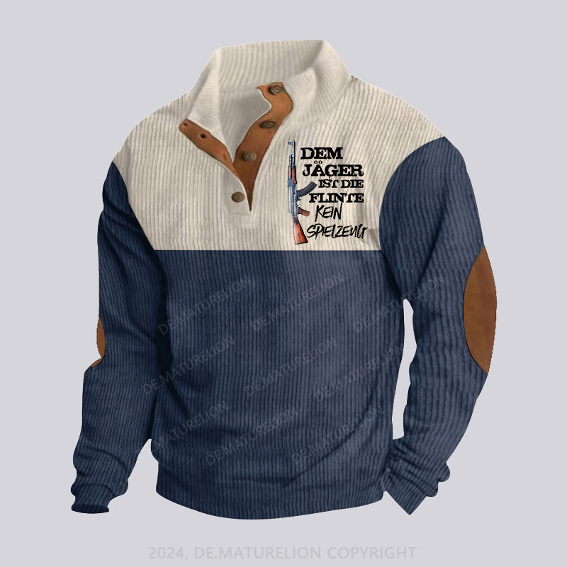 Maturelion Dem Jäger ist die Flinte kein Spielzeug Stehkragen Knopf Polo Shirt