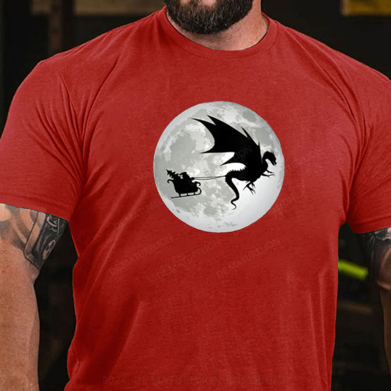 Weihnachten Weihnachtsmann Mond Schatten T-Shirt