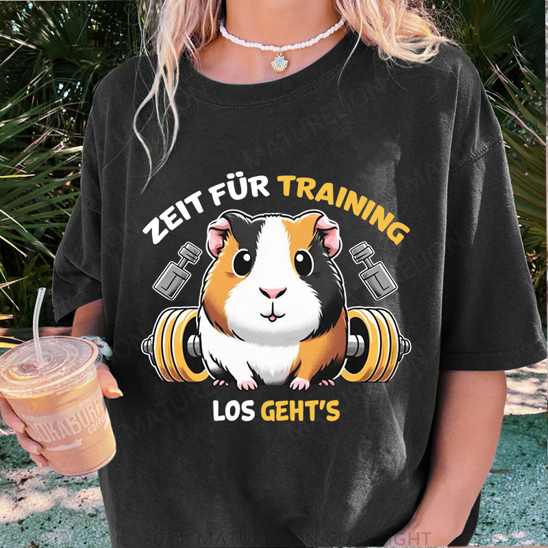 Maturelion Zeit für Training Damen Gewaschene Vintage T-Shirt